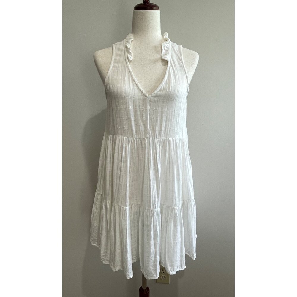 Wonderly A-Line Tiered Dress Womens M White Gauze Fabric Flowy Beach Coastal
